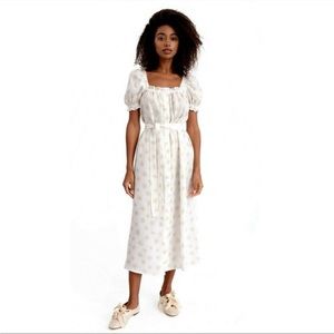 Sleeper Midi Linen Dress Brigitte in Daisies Size XS